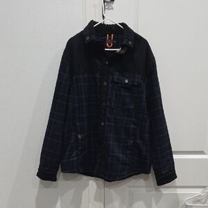 Men's Blue and Black Plaid Jacket